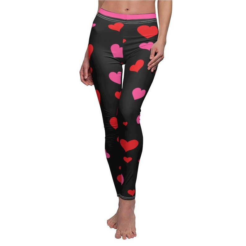 Leggings for Women Valentines Day Heart Leggings Custom Pink Etsy