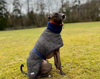 Italian greyhound jacket/coat, tweed, fleece lined.