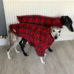 Whippet coat medium, Christmas coat, fleece coat ,tartan fleece