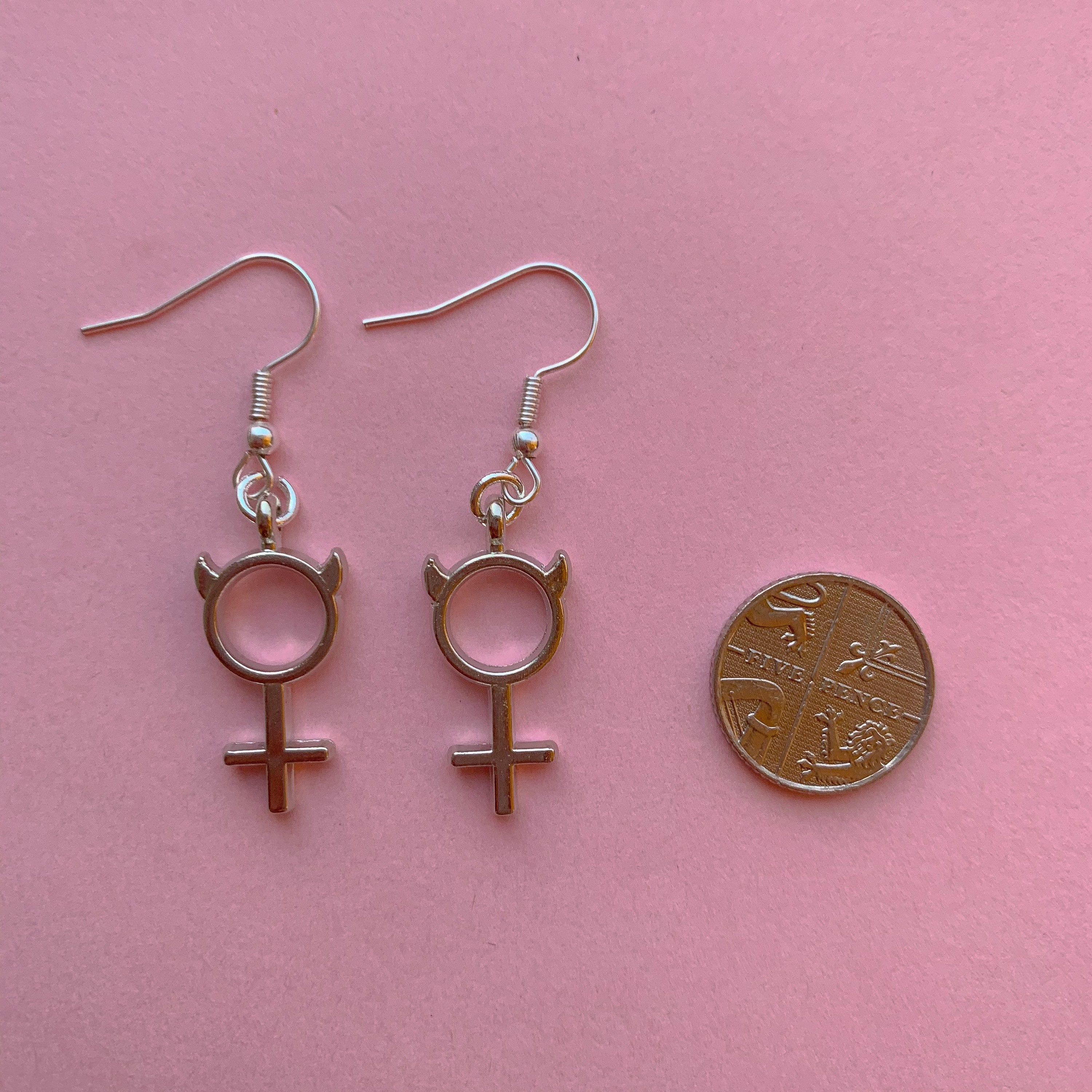 SHE DEVIL / venus female symbol devil horns silver tone Etsy