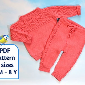 Wavy Set, Jumper + Pants, Knitting Pattern, 8 sizes (3/6M, 6/12M, 12/18M, 18/24M, 2/3T, 4/5T, 6/7Y, 8/9Y)