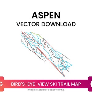 Ski Trail Kaart van Aspen Mountain, Colorado, Verenigde Staten | Skikaart Multi-Layer SVG File | Vector downloaden