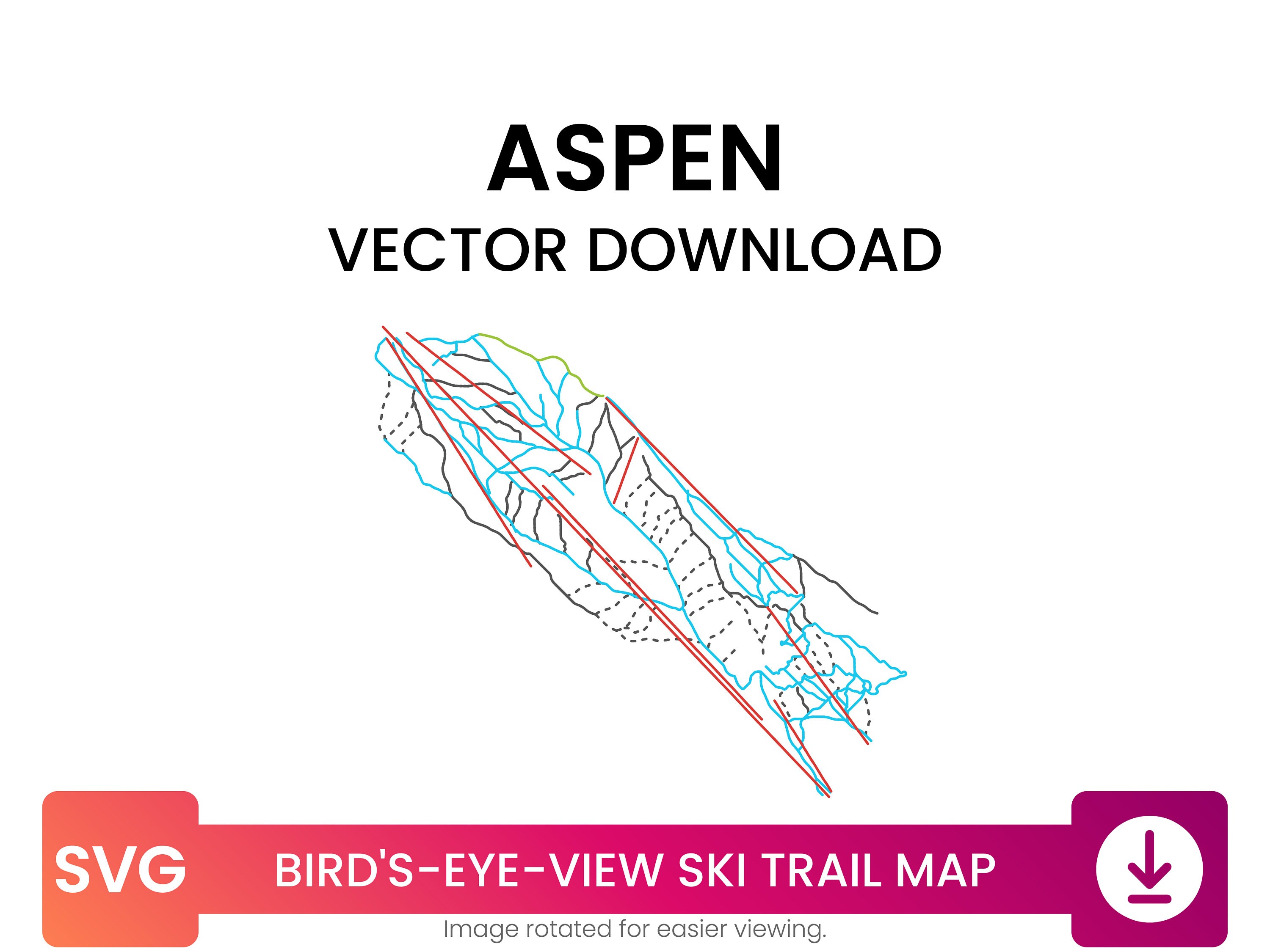 Ski Trail Map of Aspen Mountain, Colorado, United States Ski Map Multi