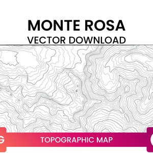 Topografische kaart van Monte Rosa, Zwitserland | Contourlijnkaart Multi-Layer SVG-bestand | Hoogtekaart SVG | Vector downloaden