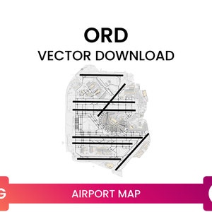 Flughafenkarte von ORD Chicago O'Hare International Airport | Flughafendiagramm Multi-Layer SVG Datei | Vektor Download