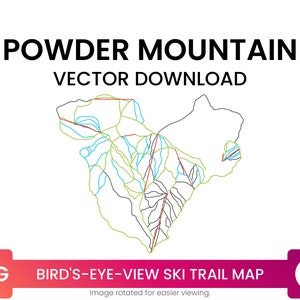 Ski Trail Kaart van Powder Mountain, Utah, Verenigde Staten | Skikaart Multi-Layer SVG File | Vector downloaden