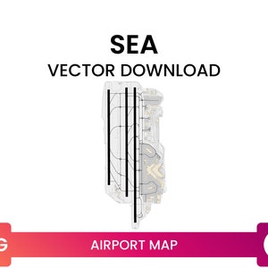 Flughafenkarte von SEA Seattle Tacoma SEATAC Airport | Flughafendiagramm Multi-Layer SVG Datei | Vektor Download