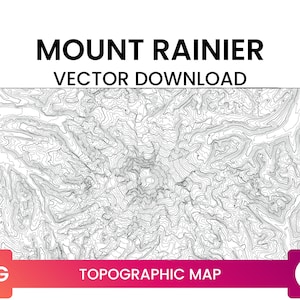 Carte topographique du mont Rainier, Washington | Carte de lignes de contour Fichier SVG multicouche | Carte d’altitude SVG | Vector Télécharger