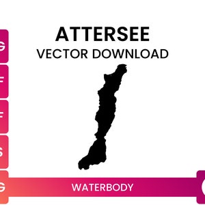 Límite de forma de lago altamente detallado de Attersee, Austria / Archivo SVG de forma de mapa de lago / Descarga vectorial