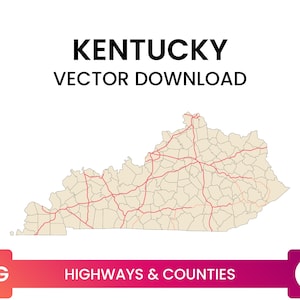 Autobahnen & Landkreise von Kentucky, USA | Autobahnkarte Multi-Layer SVG Datei | Vektor Download