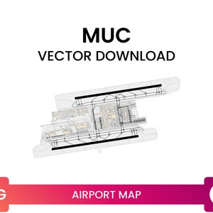 Flughafenkarte von MUC Flughafen München | Flughafendiagramm Multi-Layer SVG Datei | Vektor Download