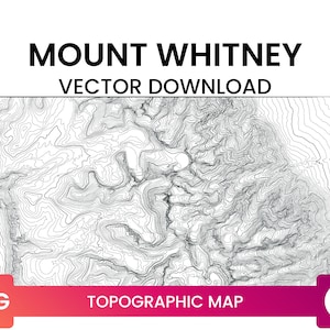 Topografische kaart van Mount Whitney, Californië | Contourlijnkaart Meerlaags SVG-bestand | Hoogtekaart SVG | Vector downloaden