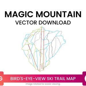 Ski Trail Kaart van Magic Mountain Ski Area, Vermont, Verenigde Staten | Skikaart Multi-Layer SVG File | Vector downloaden