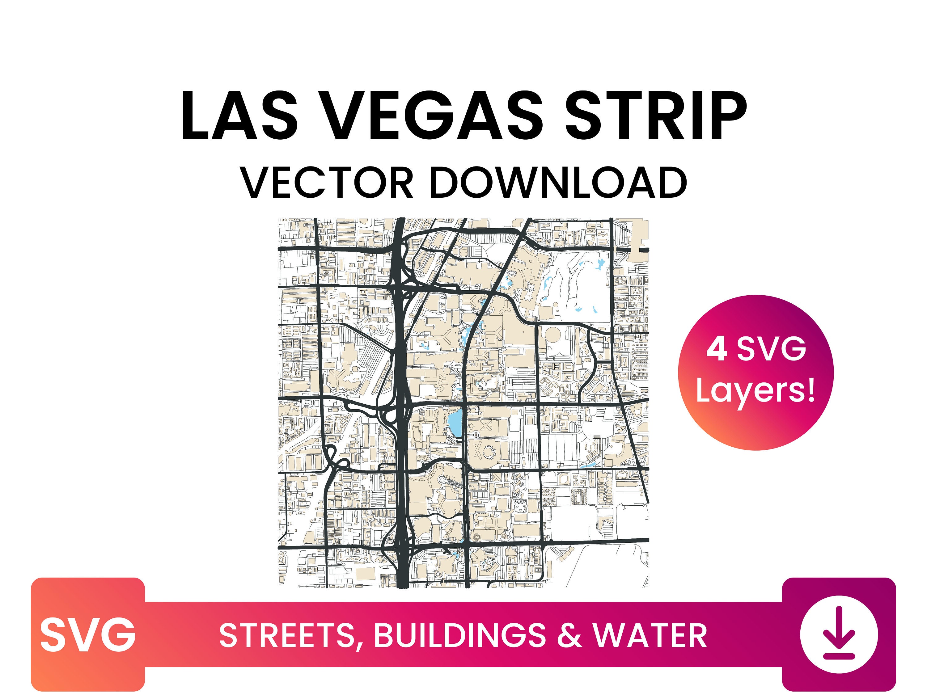 Street Network Building Footprints & Waterbodies of Las Vegas 