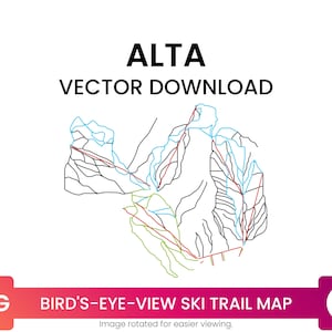 Ski Trail Kaart van Alta Ski Area, Utah, Verenigde Staten | Skikaart Multi-Layer SVG File | Vector downloaden