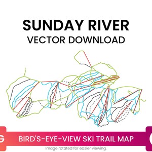 Ski Trail Kaart van Sunday River, Maine, Verenigde Staten | Skikaart Multi-Layer SVG File | Vector downloaden