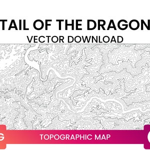 Topografische kaart van Tail of the Dragon, North Carolina | Contourlijnkaart Meerlaags SVG-bestand | Hoogtekaart SVG | Vector downloaden