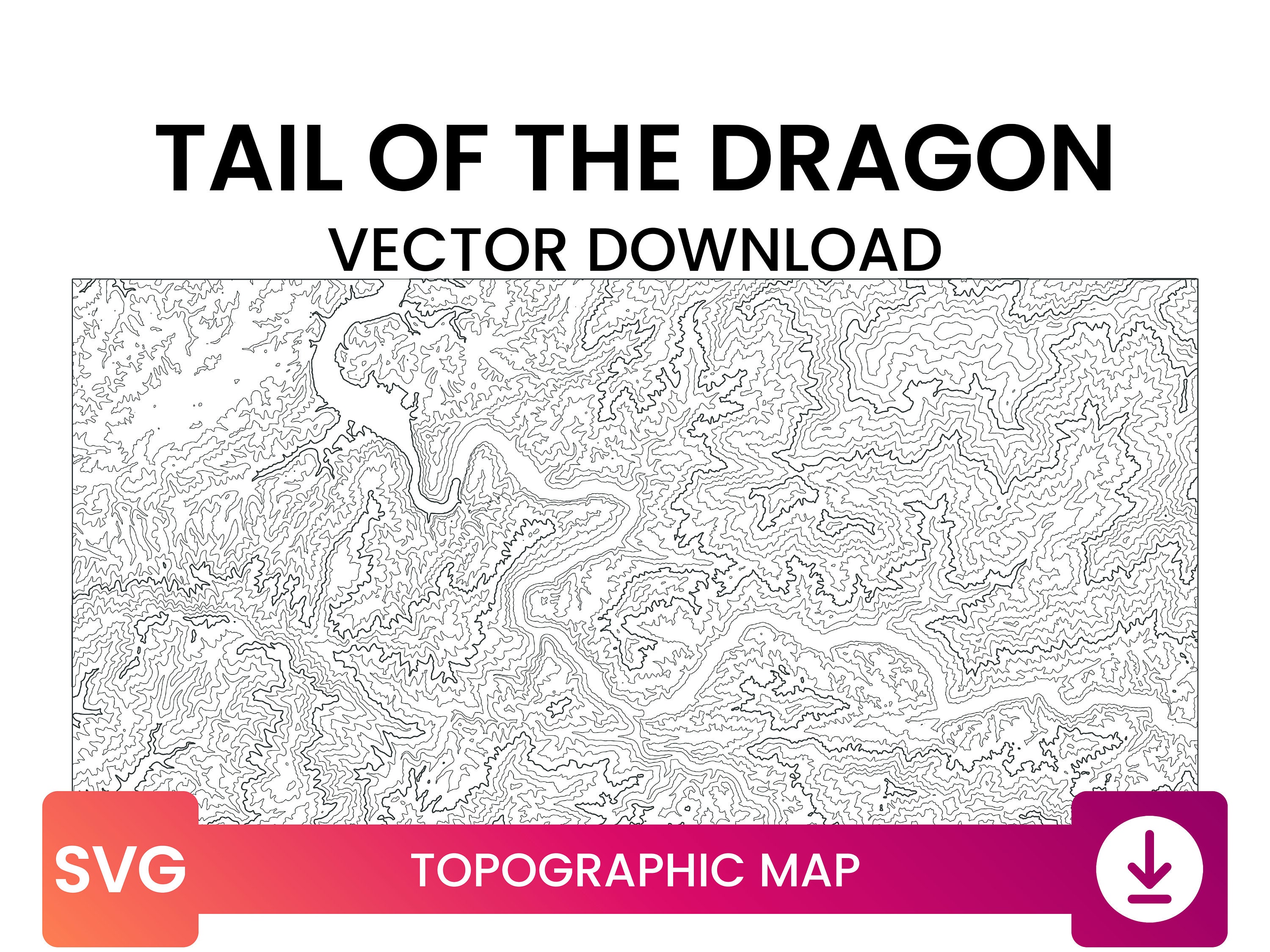 Topographic Map of Tail of the Dragon, North Carolina Contour Line Map