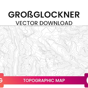 Topografische kaart van Grossglockner, Oostenrijk | Contourlijnkaart Meerlaags SVG-bestand | Hoogtekaart SVG | Vector downloaden