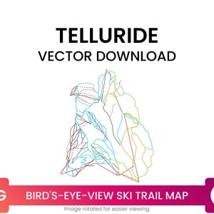 Ski Trail Kaart van Telluride Ski Area, Colorado, Verenigde Staten | Skikaart Multi-Layer SVG File | Vector downloaden