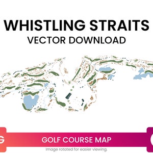 Golf Course Map of Whistling Straits, Sheboygan, Wisconsin, Verenigde Staten | Golf Kaart Multi-Layer SVG File | Vector downloaden