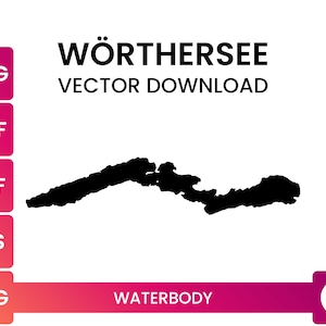 Límite de forma de lago altamente detallado de Wörthersee, Austria / Archivo SVG de forma de mapa de lago / Descarga vectorial