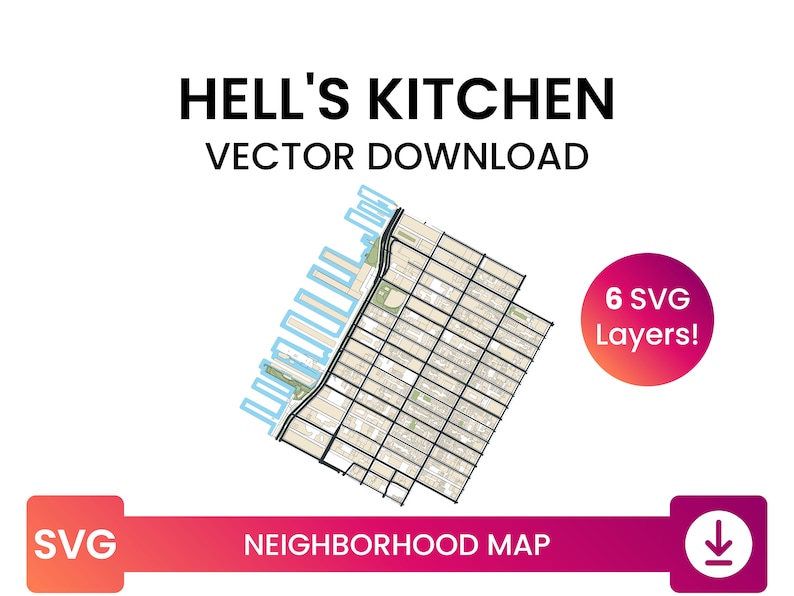 Neighborhood Map of Hell's Kitchen, Manhattan, New York City City