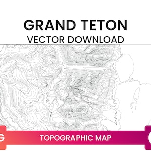 Topografische Karte von Grand Teton, Wyoming | Höhenlinienkarte Multi-Layer SVG Datei | Vektor Download