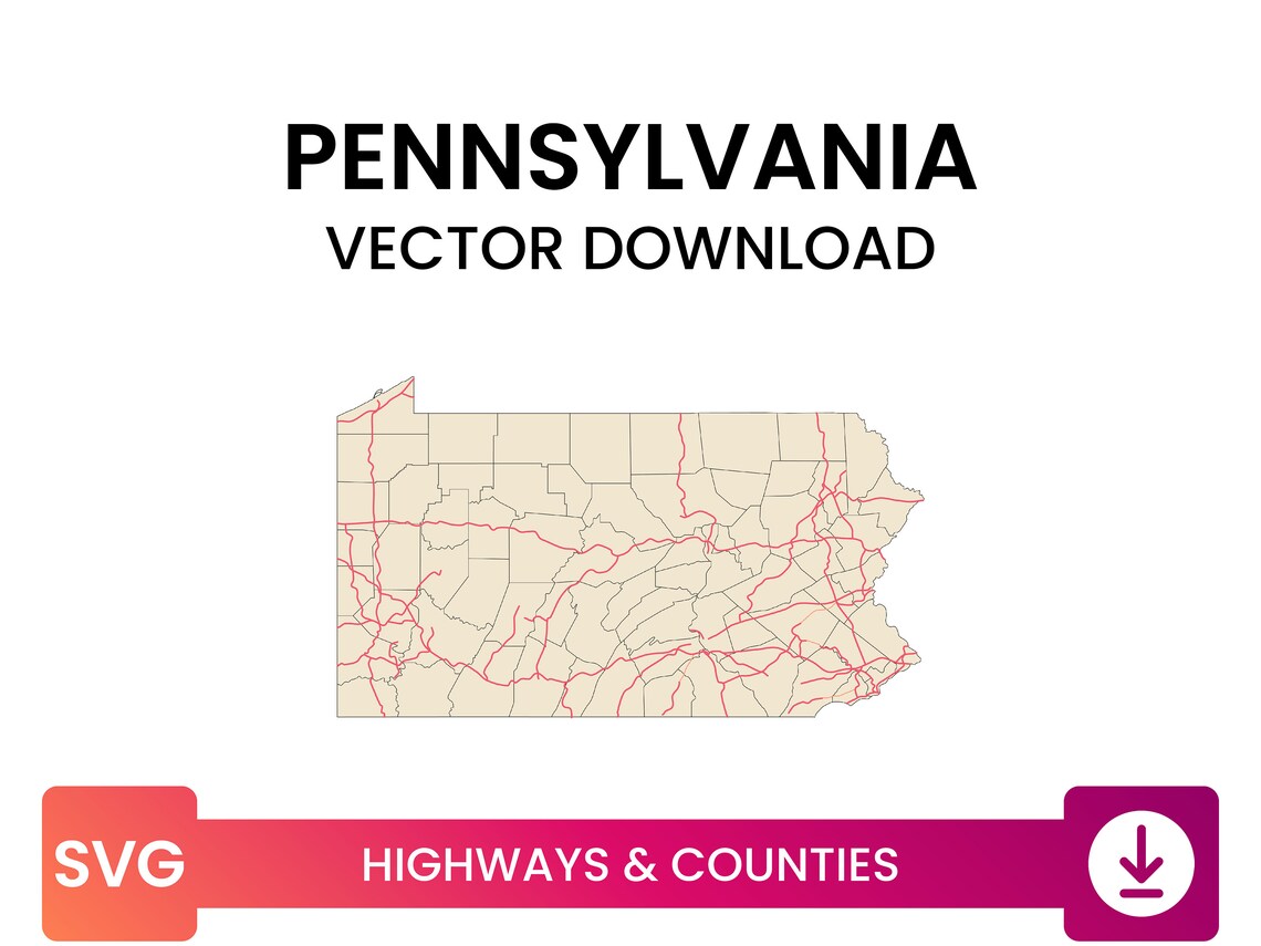 Highways Counties Of Pennsylvania USA Road Map Multi Layer SVG Il 1140xN.4641443407 1oqk
