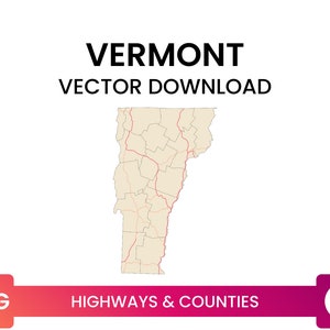Highways &Graafschappen van Vermont, Verenigde Staten | Road Map Multi-Layer SVG File | Vector downloaden