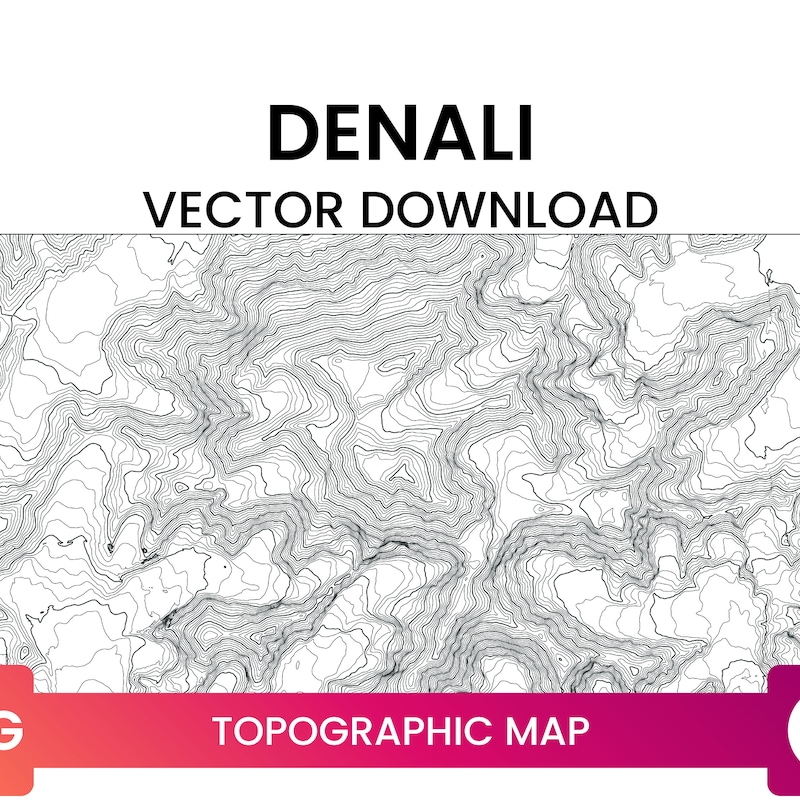 Topographical Map Denali - Etsy