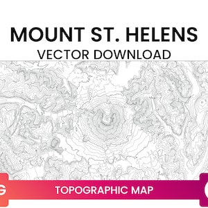 Carte topographique du mont St. Helens, Washington | Carte de lignes de contour Fichier SVG multicouche | Carte d’altitude SVG | Vector Télécharger