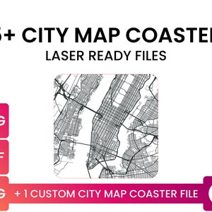 Plus de 25 fichiers prêts pour le laser | Accédez à une base de données croissante de fichiers de cartes de la ville + 1 carte personnalisée | Téléchargement du vecteur