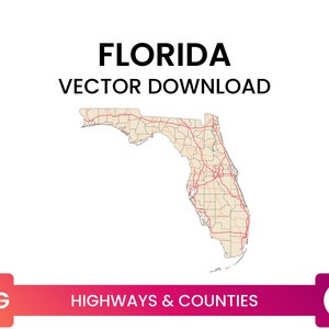 Snelwegen > provincies van Florida, Verenigde Staten | Road Map Multi-Layer SVG File | Vector downloaden