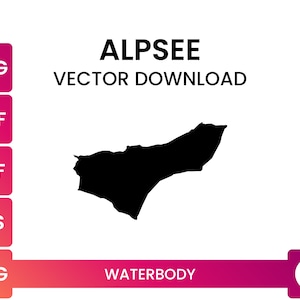 Highly Detailed Lake Shape Boundary of Alpsee, Schwangau, Bavaria, Germany | Lake Map Shape SVG File | Vector Download