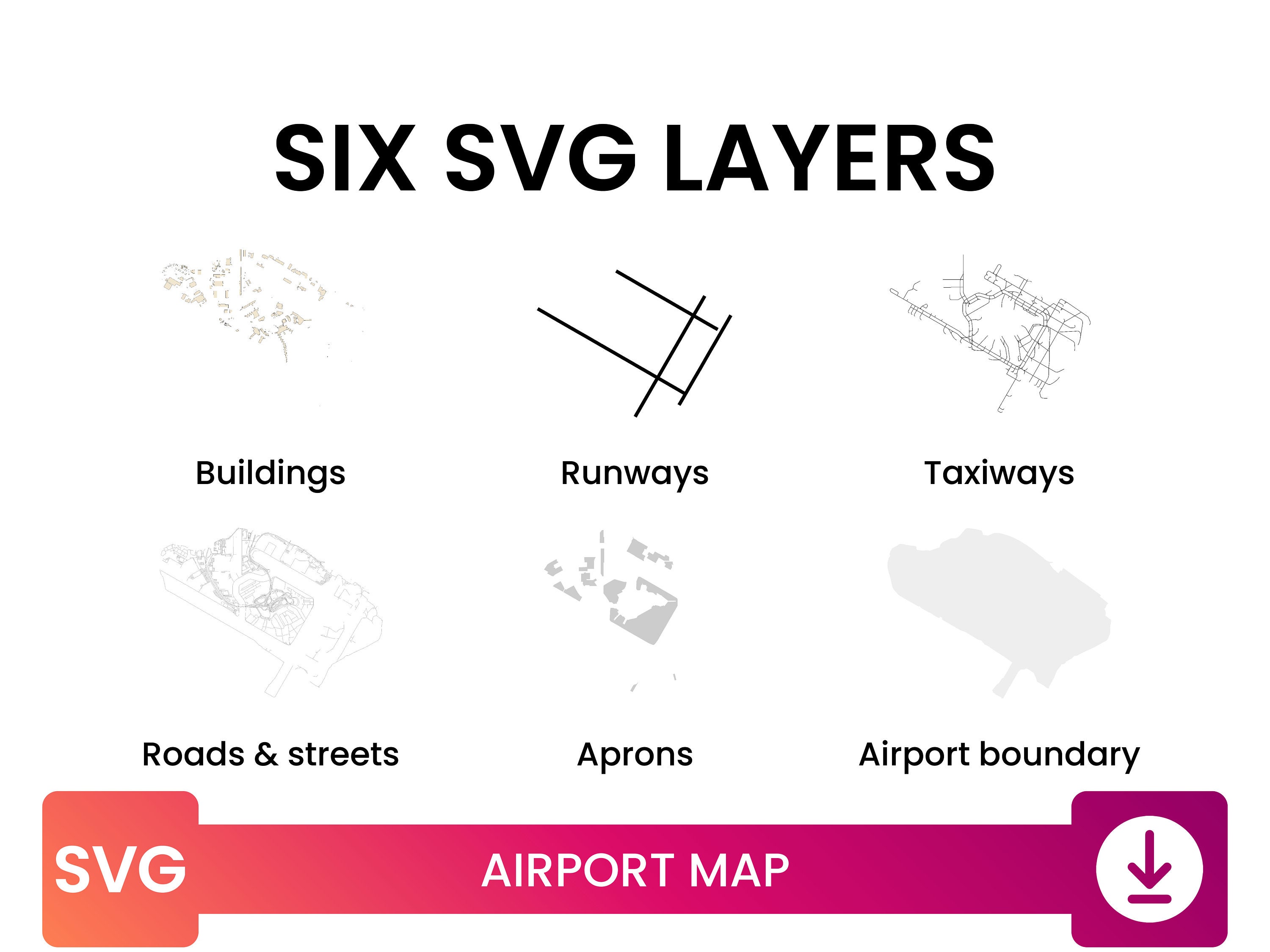 Airport Map of JFK John F. Kennedy International Airport | Airport Diagram Map Multi-layer SVG ...