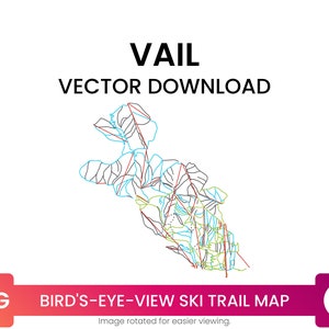 Mapa da trilha de esqui de Vail, Colorado, Estados Unidos | Arquivo SVG multicamadas do mapa de esqui | Baixar vetor