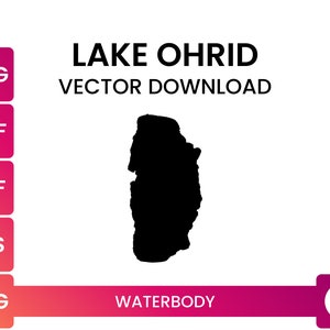 Límite de lago Ohrid (Albania, Macedonia) con gran detalle / Mapa de lagos con forma de archivo SVG / Descarga vectorial