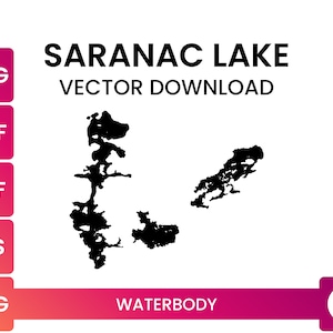 Zeer gedetailleerde meervormgrens van Saranac Lake, New York, Verenigde Staten | Lake kaart vorm SVG-bestand | Vector downloaden