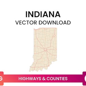 Autostrade e contee dell'Indiana, USA / Mappa stradale File SVG multistrato / Download vettoriale