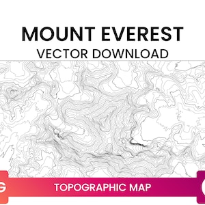 Mapa topográfico do Monte Everest | Arquivo SVG multicamadas de mapa de linhas de contorno | Mapa de elevação SVG | Baixar vetor