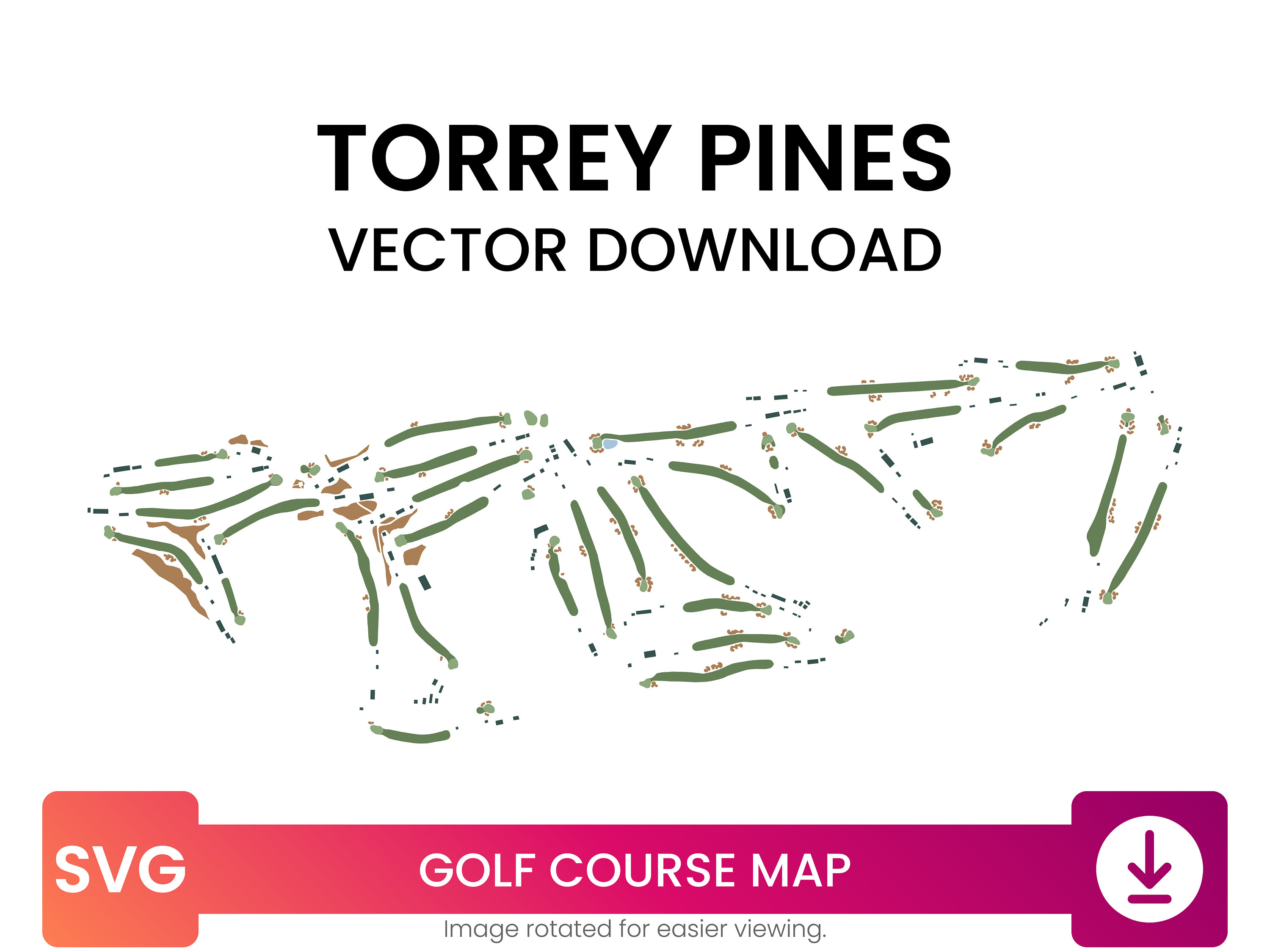 Buy Golf Course Map of Torrey Pines North and South San Diego Online in India 