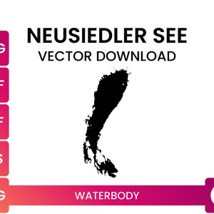 Límite de forma de lago altamente detallado del lago Neusiedl, Austria / Archivo SVG de forma de mapa de lago / Descarga vectorial