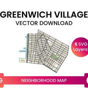 Plan de quartier de Greenwich Village, Manhattan, New York City | Carte de la ville Fichier SVG multicouche | Vector Télécharger