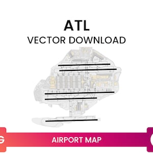 Kaart van vliegveld van ATL Hartsfield-Jackson Atlanta International Airport | Luchthaven diagram kaart multi-layer SVG file | Vector downloaden
