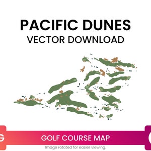Golf Course Map of Pacific Dunes, Bandon Dunes Golf Resort, Oregon, Verenigde Staten | Golf Kaart Multi-Layer SVG File | Vector downloaden