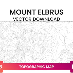 ロシア、エルブルス山の地形図 | 等高線マップ マルチレイヤー SVG ファイル | 標高マップ SVG | ベクター ダウンロード