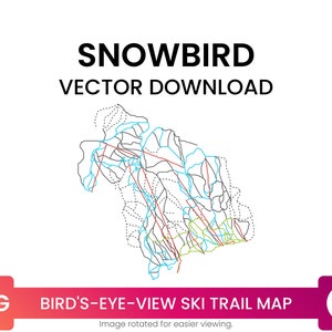 Ski Trail Kaart van Snowbird, Utah, Verenigde Staten | Skikaart Multi-Layer SVG File | Vector downloaden
