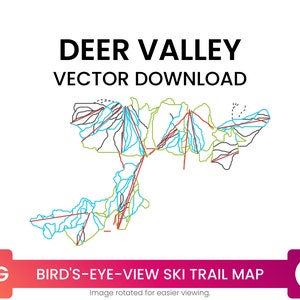Ski Trail Kaart van Deer Valley Resort, Utah, Verenigde Staten | Skikaart Multi-Layer SVG File | Vector downloaden