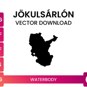 Limite altamente detalhado do formato do lago de Jökulsárlón, Islândia | Arquivo SVG de forma de mapa de lago | Baixar vetor